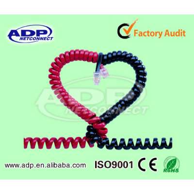 Telephone Retractable Cord Rj11/ Rj9/Rj2/ Rj6 Telephone Coiled Cord Cable